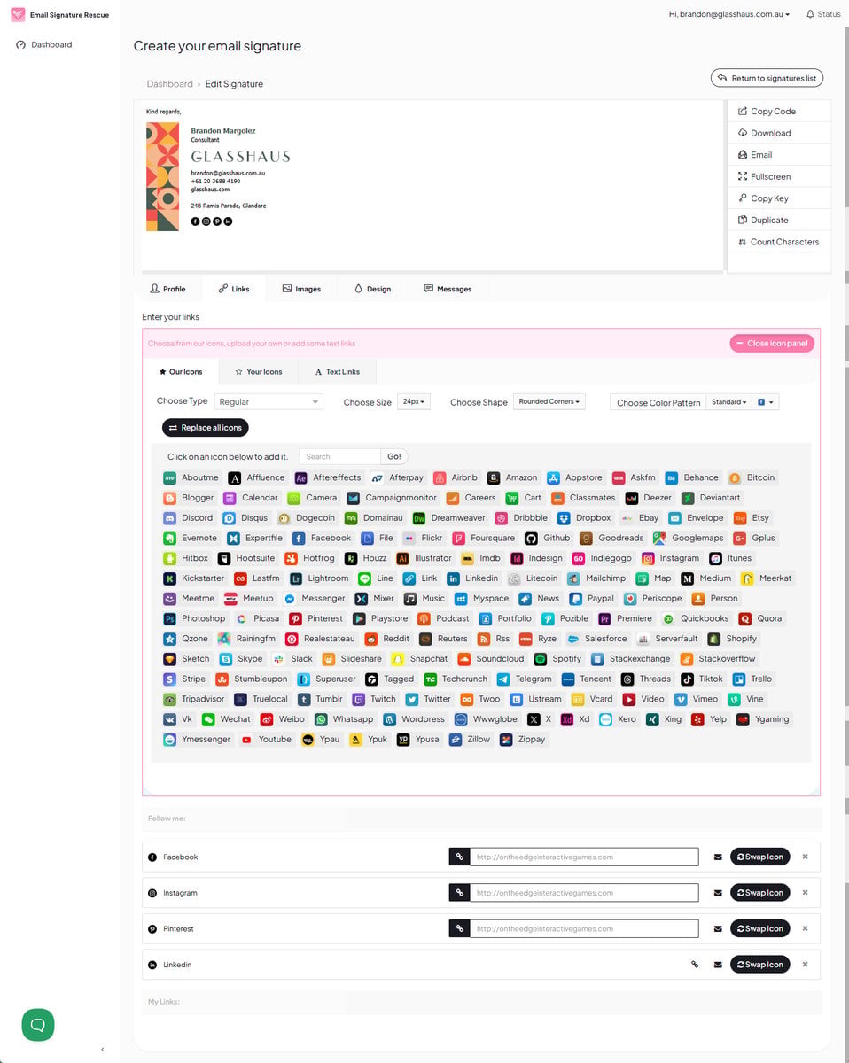 Links Editor Preview