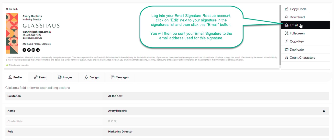 IOS mobile html email signature install instructions step 1