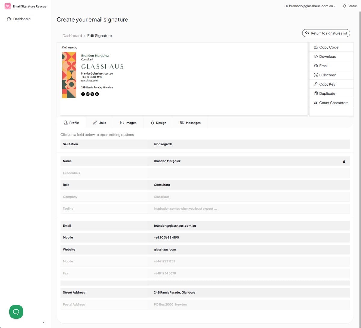 Profile Editor Preview
